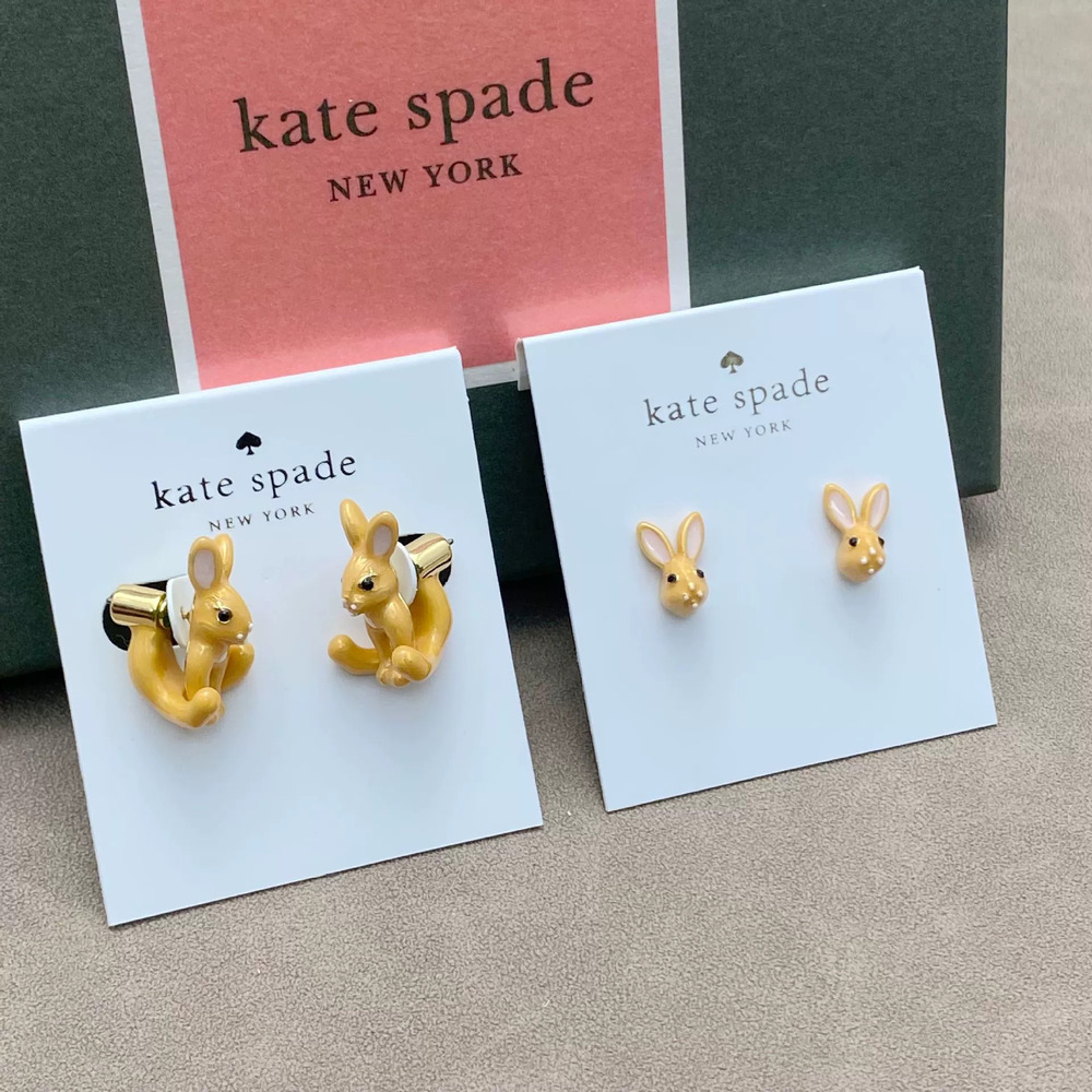 kate spade UK Handmade Enamel Drip Glaze Rabbit Earrings Vintage Forest